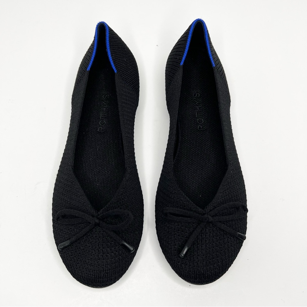 Rothy's The Flat Noir Mesh Textile Bows Black Classic Ballet Size 9 - Picture 3 of 13